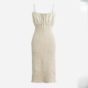 J. Crew Smocked Front Tie Midi Dres Size 4 US